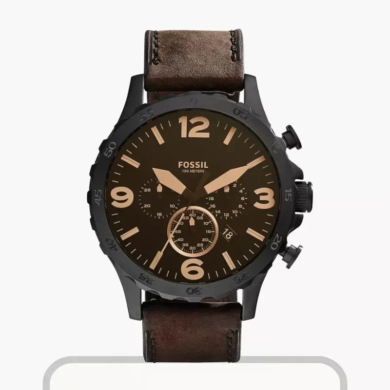 Fossil Nate Brown Leather Chronograph Brown Dial Men's Watch  JR1487